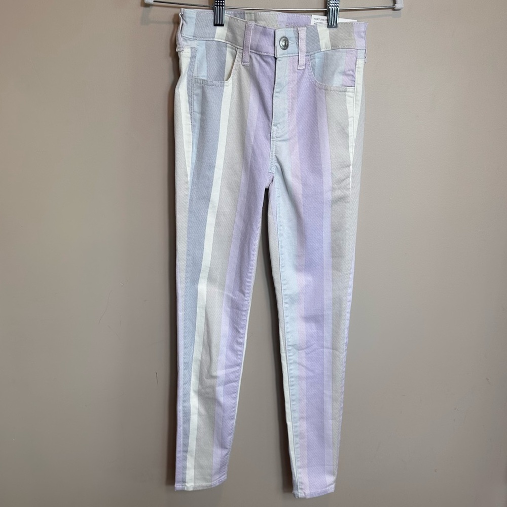 American Eagle Pastel Striped HighRise Jegging Crop Next Level Stretch Sz 00 24W - Picture 15 of 16